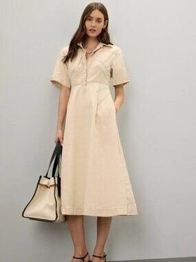 Rosetta Getty Bone Shirtdress 100% Cotton Size 4 MSRP $360